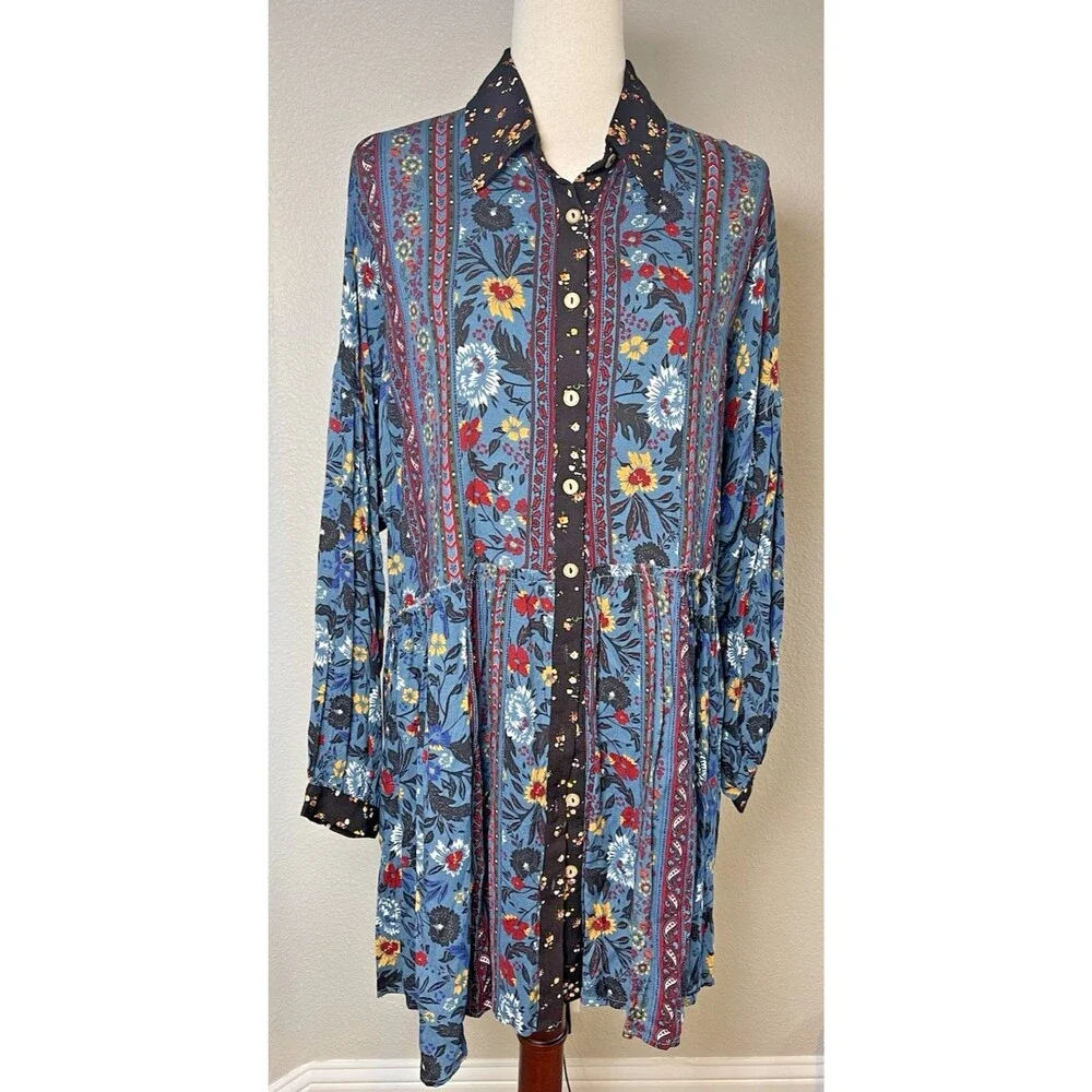 NWT Easel womens oversized boho whimsical floral summer short dress Small - Picture 2 of 7